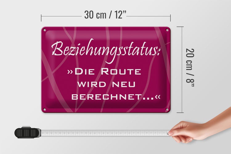 Blechschild Spruch 30x20cm Beziehungsstatus Route