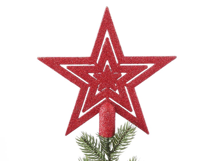 LAALU Satz von 40 Ornamenten: Ornamente und Spitze rot mix 6-20 cm