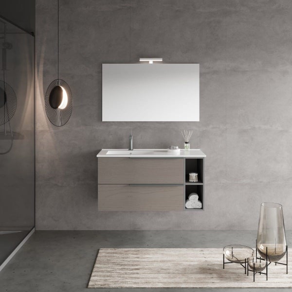 100x48cm Badmöbel-Set mit Waschbecken links, 4-teilig | New York