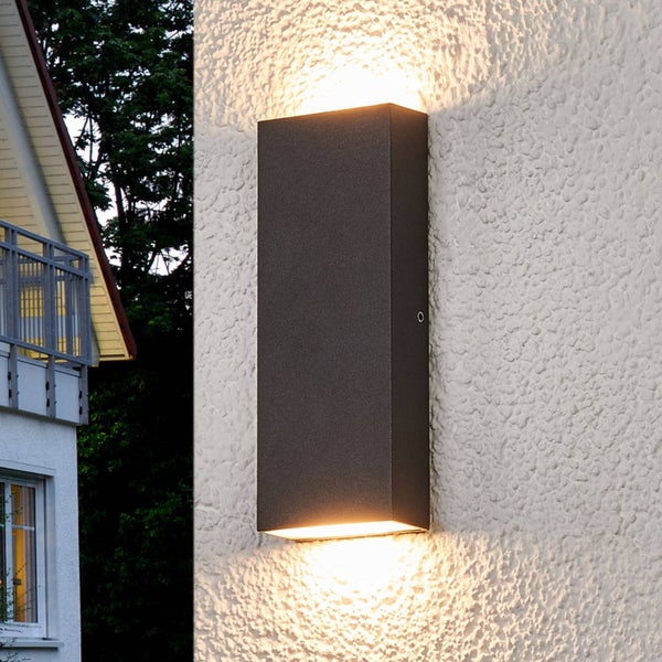 Lucande LED Wandleuchte außen Corda (spritzwassergeschützt (Modern) in Schwarz aus Aluminium (2 flammig, ) - Außenwandleuchten Wandlampe Led Außenlampe Outdoor für Außenwand/Hauswand