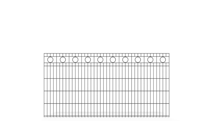 Doppelstabmatte 6/5/6 mit Kreis ZAUNGURU BASIC-Linie, Schmuckzaun, Höhe: 103cm, Breite: 200,5cm, Doppelstabmattenzaun verzinkt und zusätzlich in RAL 7016 Anthrazitgrau pulverbeschichtet