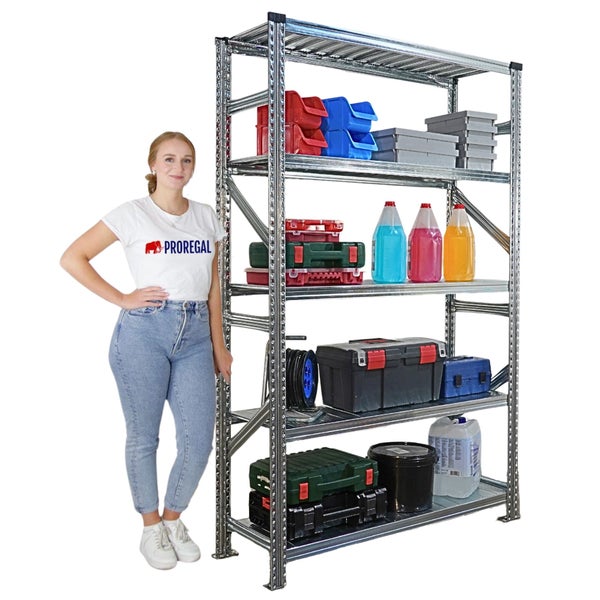 Regalsystem mit Werkzeugkästen und Aufbewahrungsboxen