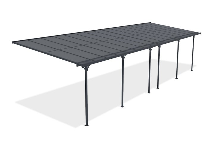Angebaute Pergola/Carport 30m² KLEO 1000L300 Aluminium Grau