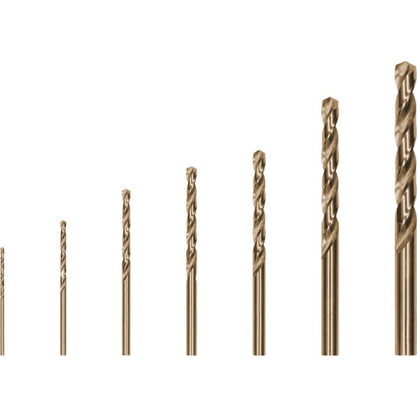 Set aus spiralgenuteten Bohrern in verschiedenen Größen