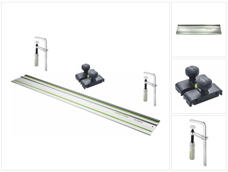 Festool FS 1400/2 Führungsschiene 1400 mm ( 491498 ) + 2x FSZ 120 Schraubzwinge ( 489570 ) + FS-OF 1400 Führungsanschlag ( 492601 )
