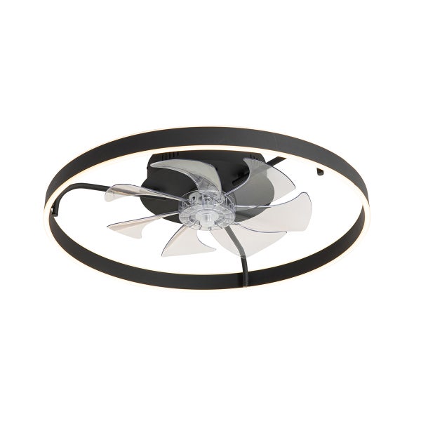 Schwarzer Deckenventilator 70 cm inkl. LED mit Fernbedienung - Maddy