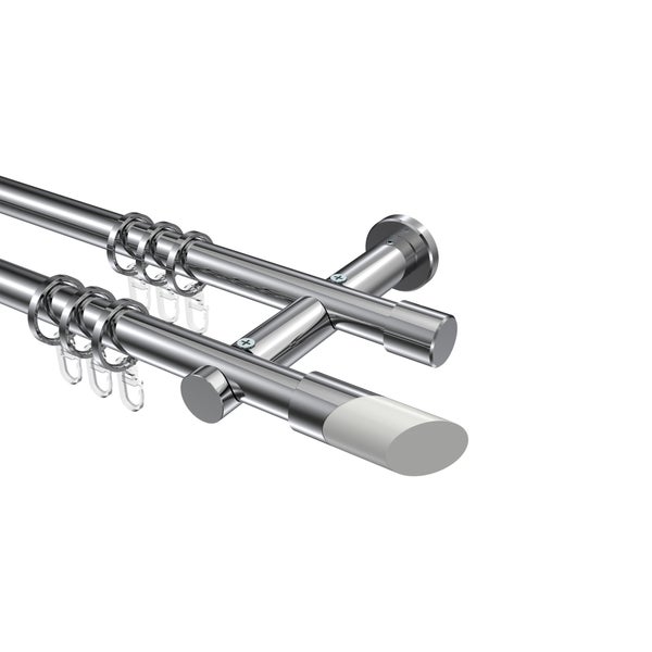 Doppelgardinenstange mit Gardinenringen und Trägern