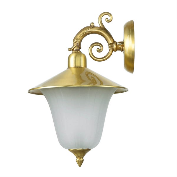 Wandleuchte mit Schirm aus Glas und Metall