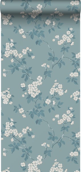 Duro Tapete Blumen Graublau - 53 cm x 10.05 m - 661149