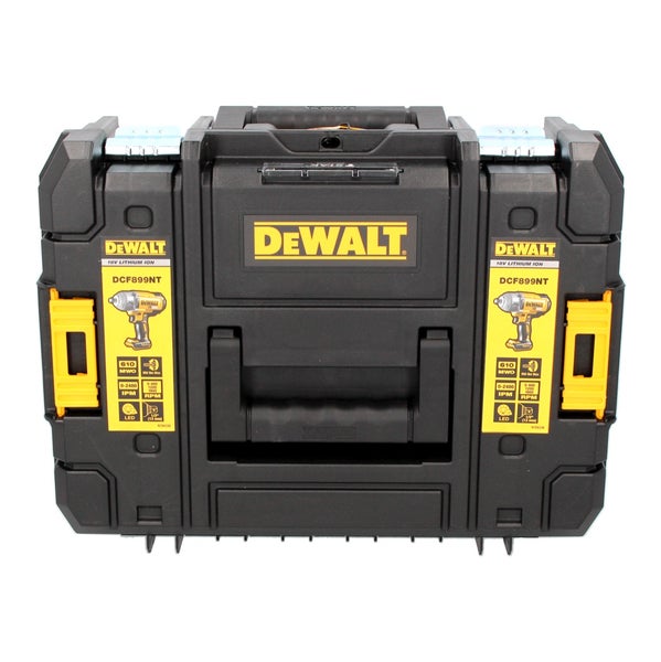 DeWALT TSTAK Werkzeugkoffer für Schlagschrauber DCF899NT, 18 Volt Lithium-Ionen, schwarzer Kunststoff mit DeWALT Logo.