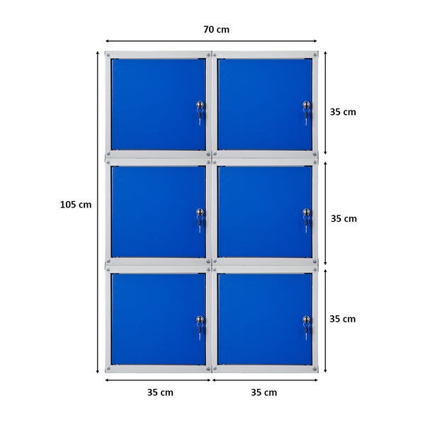 PROREGAL Mega Deal 6x Schließfachwürfel Cubic HxBxT 35 x 35 x 35 cm Grau-Blau