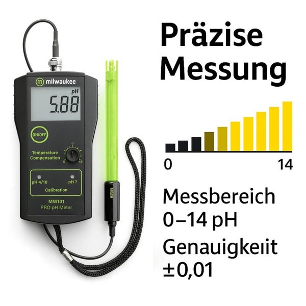 Milwaukee pH-Messgerät mit Sonde und Messbereich von 0 bis 14 pH