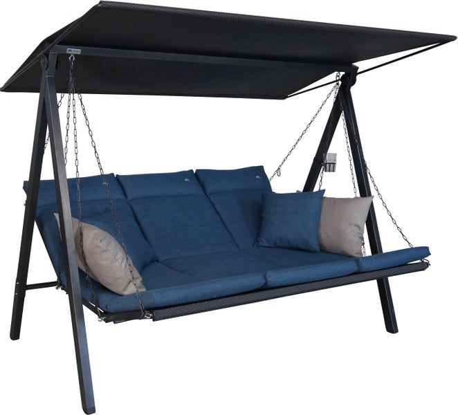 Gartenschaukel mit Dach, Sitzkissen und zwei Kissen