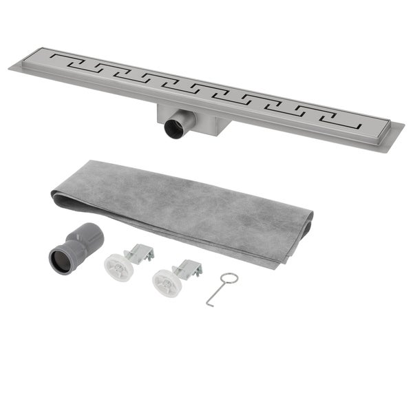 ML-Design Duschrinne 70cm, geschlitzt, extra flach, Edelstahl Bodenablauf Komplettset mit Bodenbefestigung, Duschablauf, selbstreinigender Siphon mit Geruchsstop, Haarsieb, Ablaufrinne für Badezimmer