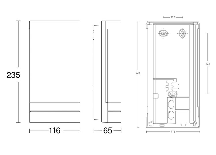 Technische Zeichnung einer Wandleuchte mit Maßangaben