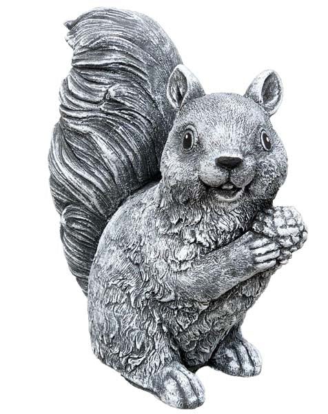 Gartenfigur Eichhörnchen aus Kunststein als dekorative Tierfigur für den Außenbereich