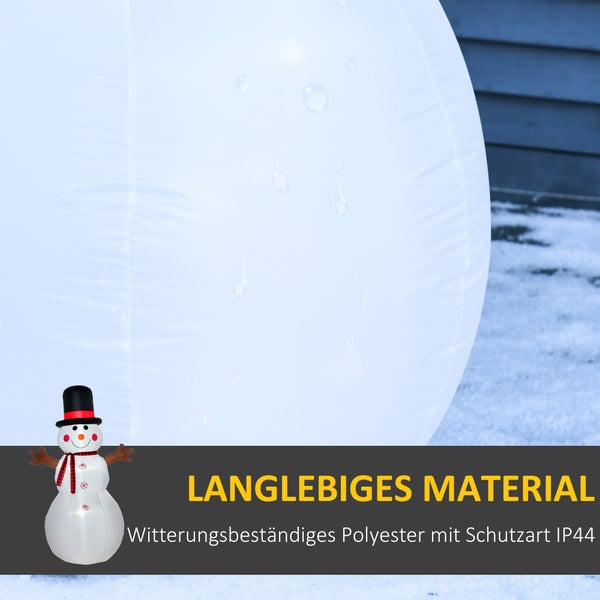 HOMCOM Weihnachten aufblasbarer Schneemann, wetterfest, LEDs, 100 x 80 x 182 cm, Polyester, Weiß+Schwarz