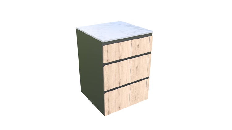 Unterschrank mit drei Schubladen und Marmorplatte