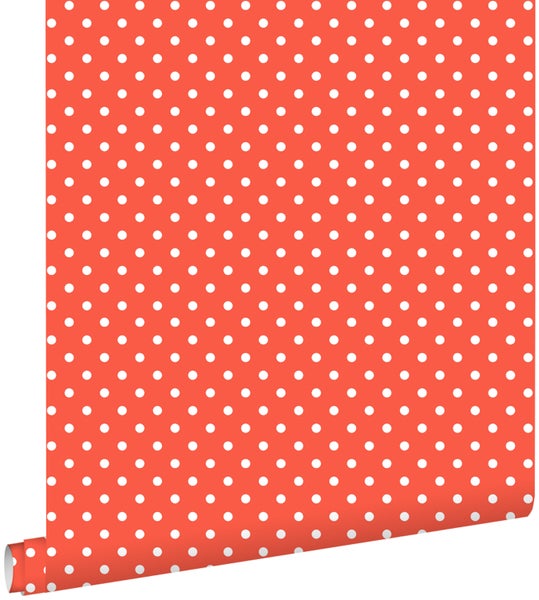 ESTAhome Tapete Punkte Korallenrot - 53 cm x 10.05 m - 138101
