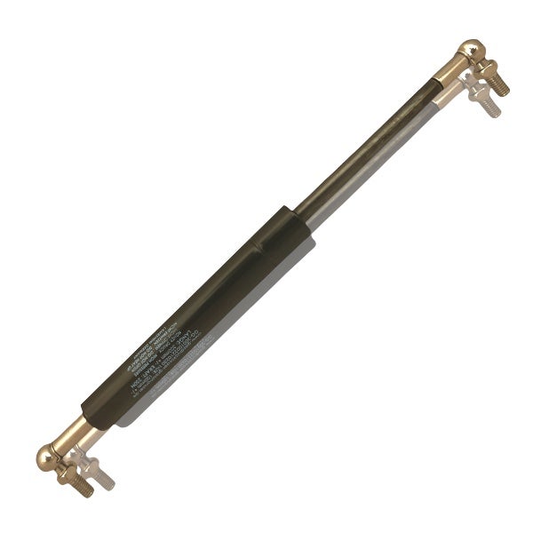 Gasdruckfeder aus Metall mit beidseitigen Kugelgelenken und schwarzem Zylinder.