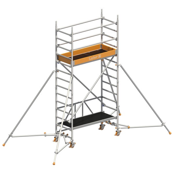 Layher Fahrgerüst mit zwei Arbeitsbühnen