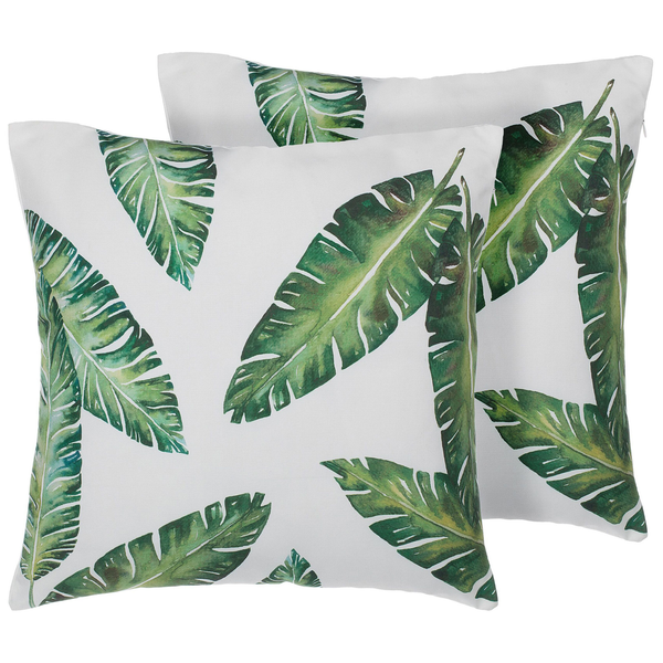 Dekokissen 2er Set DIANELLA 45 x 45 cm Dunkelgrün Pflanzenmuster