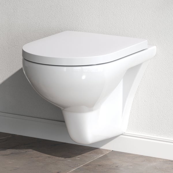 AM.PM Wand-WC  Tiefspüler ohne Spülrand weiß glänzend mit WC-Sitz CTA1700SC Hit