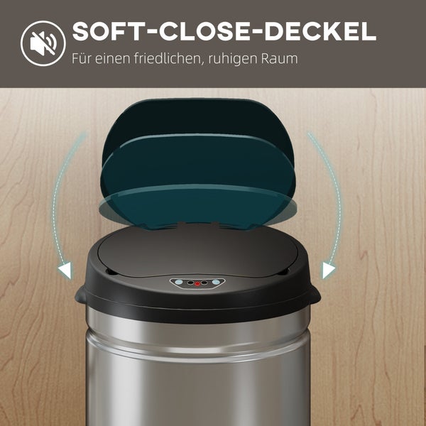 Abfalleimer mit Soft-Close-Deckel für leises Schliessen