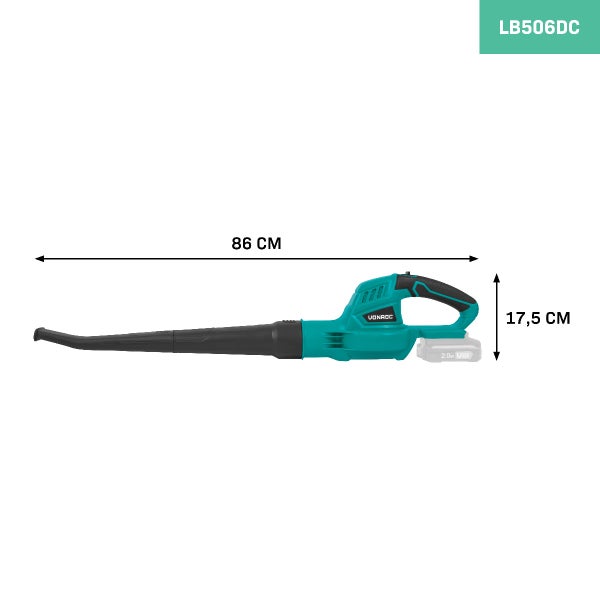 VONROC Akku-Laubbläser 20V – Neues 2024 Modell – Luftgeschwindigkeit 180 km/h – Luftvolumen 5 m³/min – Exkl. Akku & Ladegerät