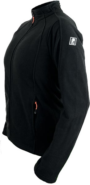 Schwarze Fleecejacke mit durchgehendem Reißverschluss und Römer Logo