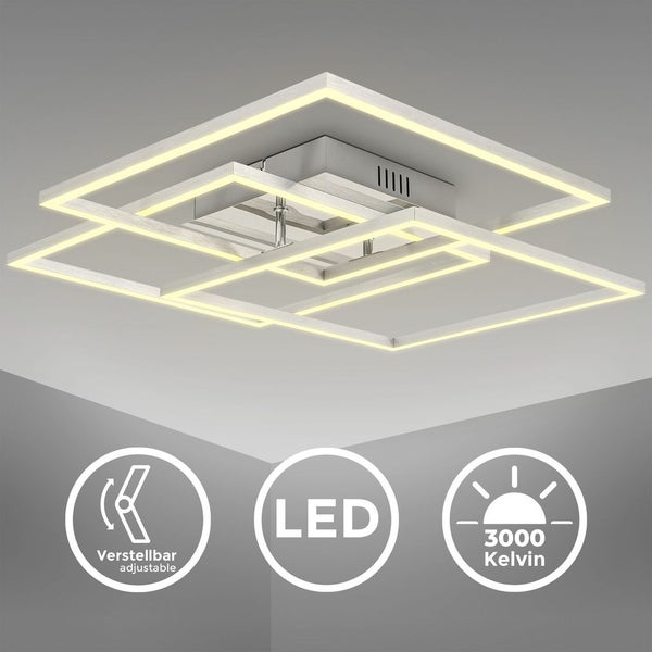 Deckenlampe 57x57 cm - 40W, 4000lm, LED, warmweiß, silberfarbig