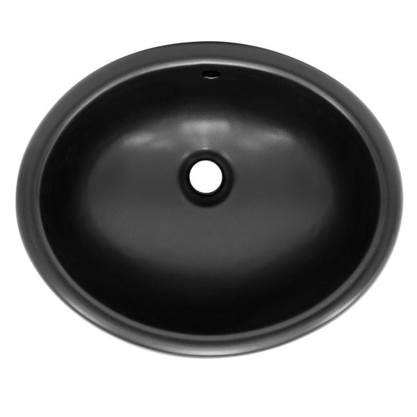 ML-Design Waschbecken aus Keramik Schwarz matt 49x40,5x19,5 cm Oval mit Ablaufgarnitur, Einbauwaschbecken mit Überlauf, Aufsatzwaschbecken Einbauwaschtisch Waschschale Handwaschbecken, für Badezimmer