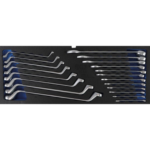 BGS technic Satz mit Ringschlüsseln und Maul-Ringschlüsseln in Schaumstoffeinlage, 20-teilig.