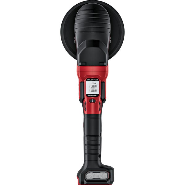 Akku-Winkelpolierer Flex PE 150 18-EC mit regelbarer Drehzahl für professionelle Polierarbeiten.