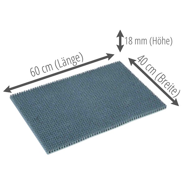 Fußmatte mit Noppen, Abmessungen 60 cm Länge, 40 cm Breite und 18 mm Höhe.