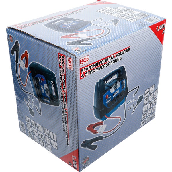 Starthilfe Powerbank mit Ladekabel und Mobiltelefon