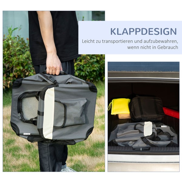 PawHut Tragetasche, 50,5L x 33,5B x 35H cm, Stahl, Oxfordstoff, Netzstoff (100% Polyester), Grau