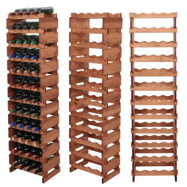 Weinregal VINOTECA FLEX PRO HxBxT 163x46x28cm 48 Flaschen auf 12 Ebenen Massives Kiefernholz Braun geölt