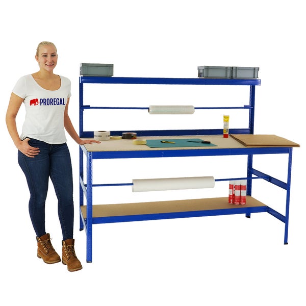 PROREGAL Packtisch Tiger HxBxT 150 x 180 x 75 cm Tragkraft 300 kg Blau