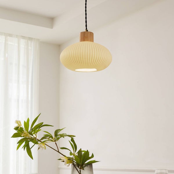 Lindby Pendelleuchte Paulie (Modern) in Weiß aus Keramik (1 flammig, E27) - Deckenlampe Esstischlampe Hängelampe Hängeleuchte Wohnzimmerleuchte