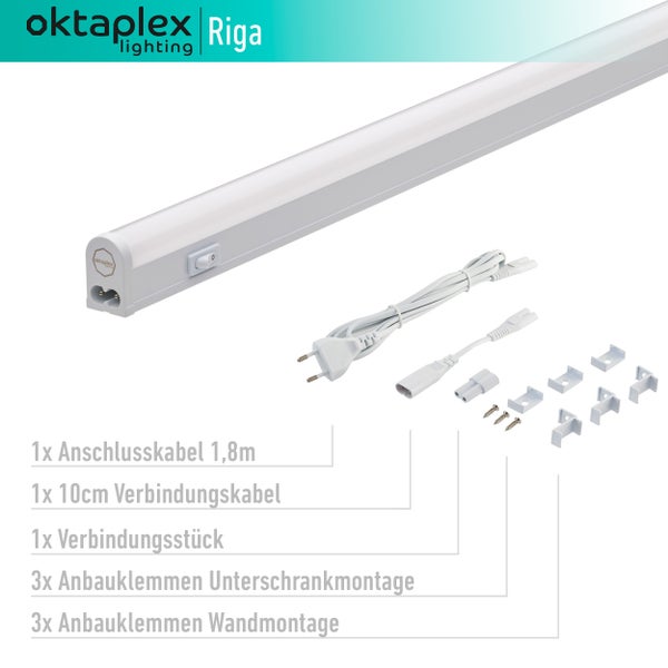 Oktaplex Riga LED Unterbauleuchte Küche 84cm warmweiß 3000K 13W mit Schalter