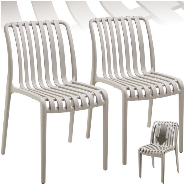 Gartenstühle tectake Alcudia 47 x 58 x 80,5 cm, Belastbarkeit 110 kg wetterfest und UV-beständig taupe