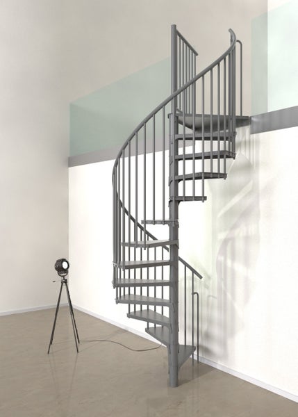 Wendeltreppe RONDO – Wendeltreppe aus schwarzem Stahl – Durchmesser 120 cm – Höhe 300 cm