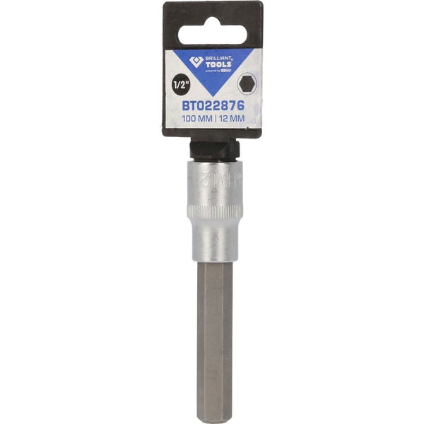 Brilliant Tools Innensechskant-Steckschlüssel-Einsatz, 1/2 Zoll, 100 mm Länge, 12 mm Schlüsselweite