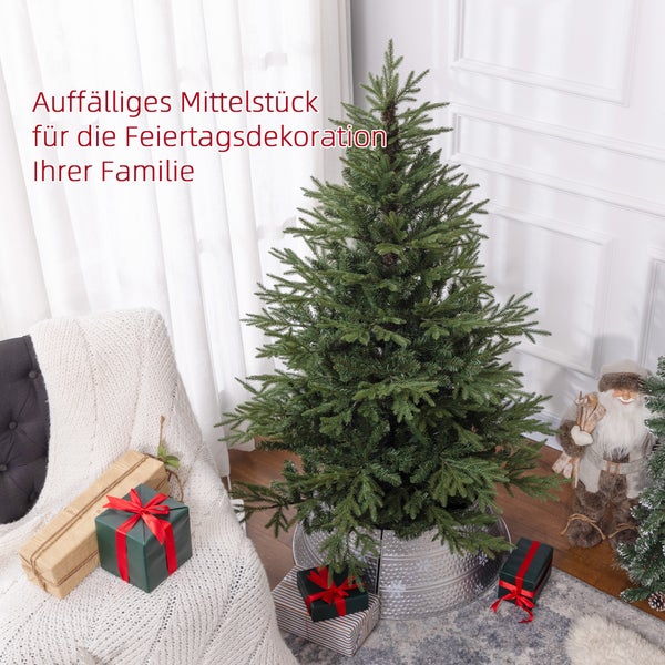 HOMCOM künstlicher Weihnachtsbaum, 150 cm Christbaum mit 1724 Spitzen, klappbar Metallständer, für Weihnachten Deko, Grün