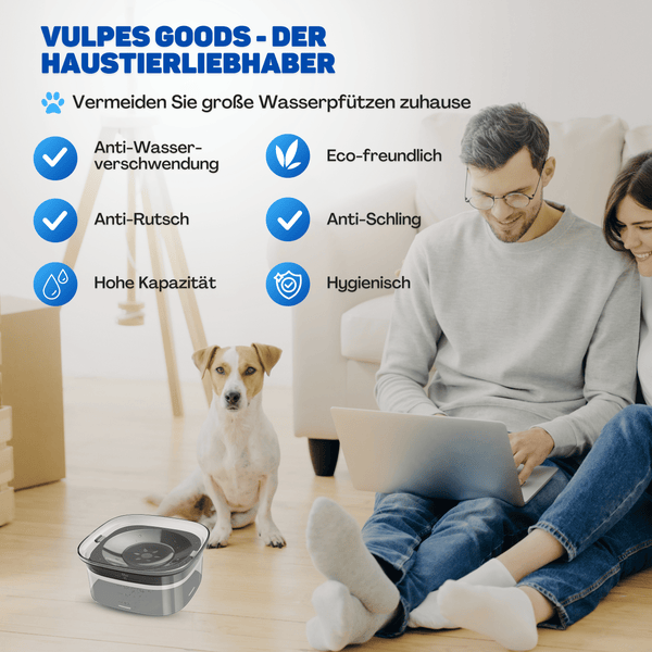 Vulpes Goods Wassernapf für Hunde – 2L Auslaufsicherer Trinknapf Reiseschale – Rutschfest für Katzen, Hunde und Haustiere