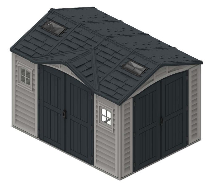 DURAMAX Kunststoff-Gerätehaus Gerätehaus aus Kunststoff in Grau, Geräteschrank mit 4 mm Wandstärke, Gartenhaus mit Montagematerial