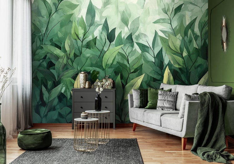 Fototapete Blätter Grün Vlies Tapete Wohnzimmer 350x250 cm