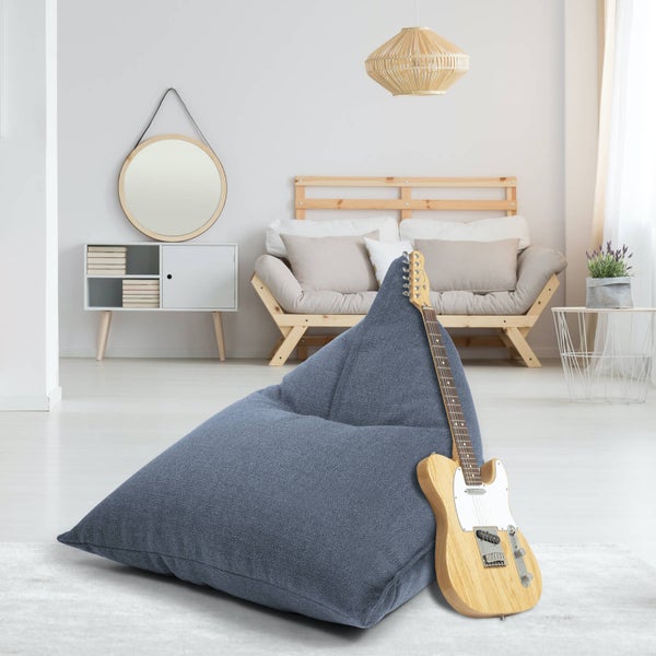 Sitzsack für Kinder und Erwachsene 'Der Schlitten', nachhaltiger Bean Bag aus Recyclingstoff mit EPS-Perlen Füllung, Relaxliege, Zockerstuhl, Zockersessel, Gaming Sitzsack, Blaugrau