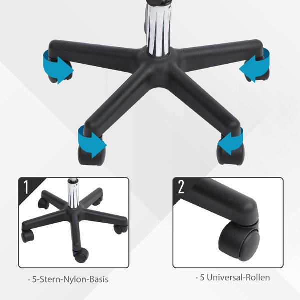 HOMCOM Arbeitshocker, Φ35 x H77-89cm, PU, Schwarz